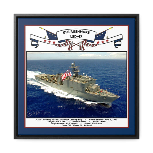 USS Rushmore LSD-47 Navy Floating Frame Photo Front View