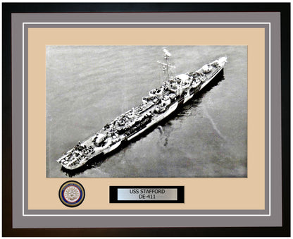 USS Stafford DE-411 Framed Navy Ship Photo Grey