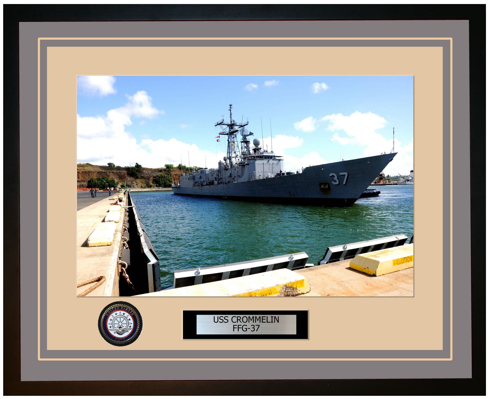 USS CROMMELIN FFG-37 Framed Navy Ship Photo Grey