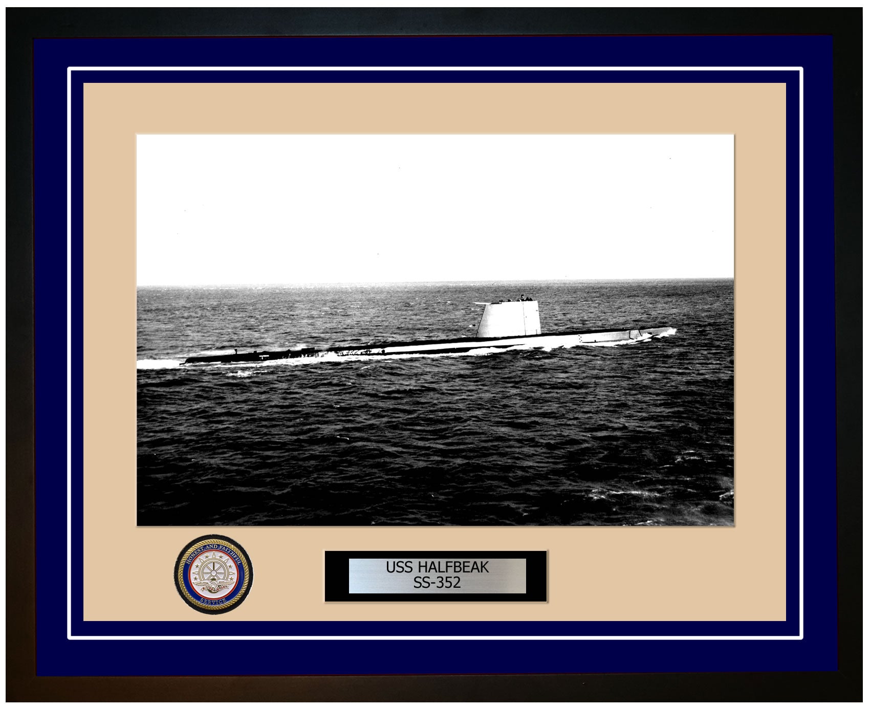 USS Halfbeak SS-352 Framed Navy Ship Photo Blue