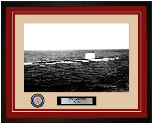 USS Halfbeak SS-352 Framed Navy Ship Photo Burgundy