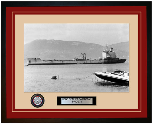 USS SEALIFT-CARIBBEAN T-AO-174 Framed Navy Ship Photo Burgundy