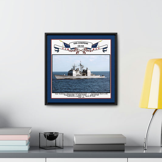 USS Cowpens CG-63 Navy Floating Frame Photo Desk View
