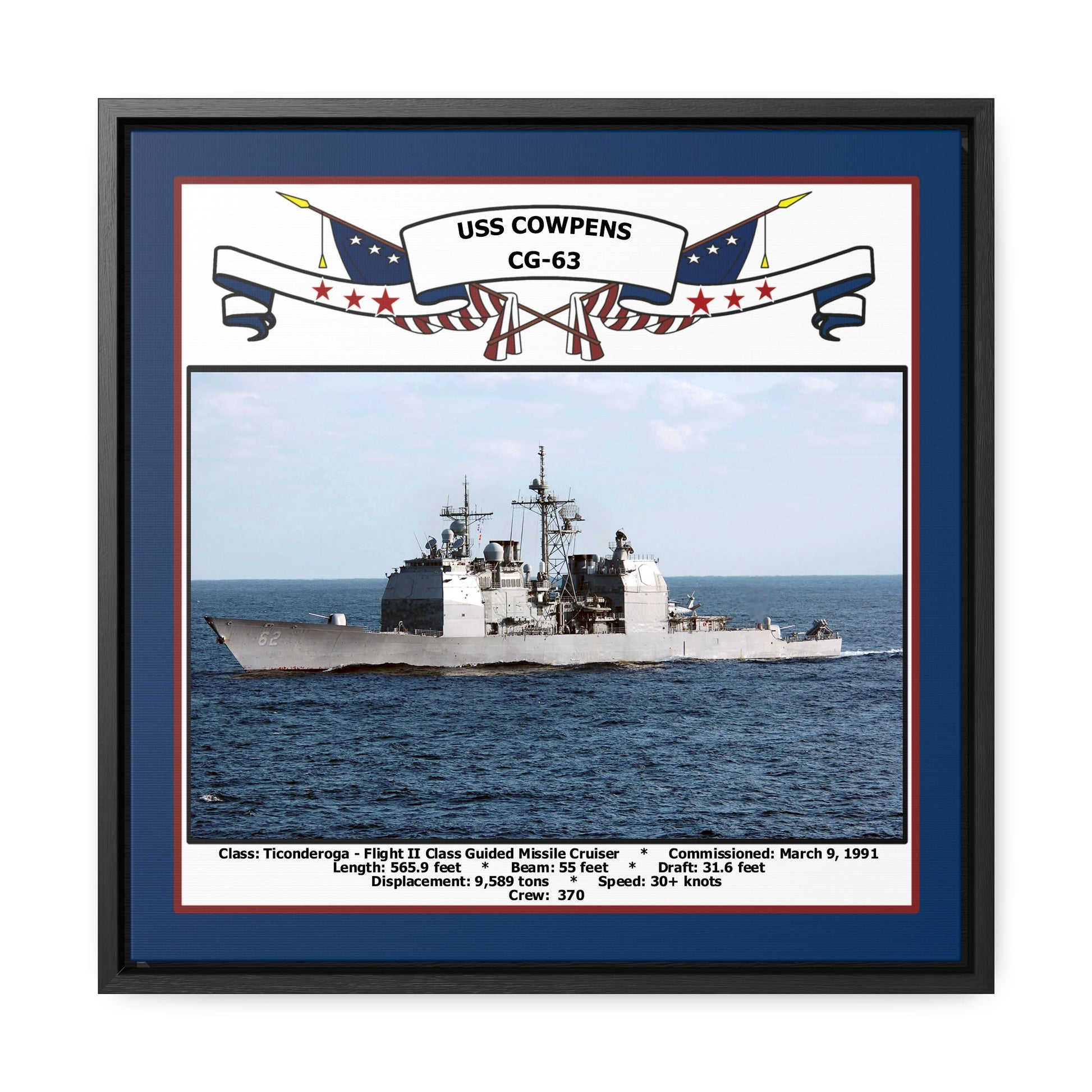 USS Cowpens CG-63 Navy Floating Frame Photo Front View