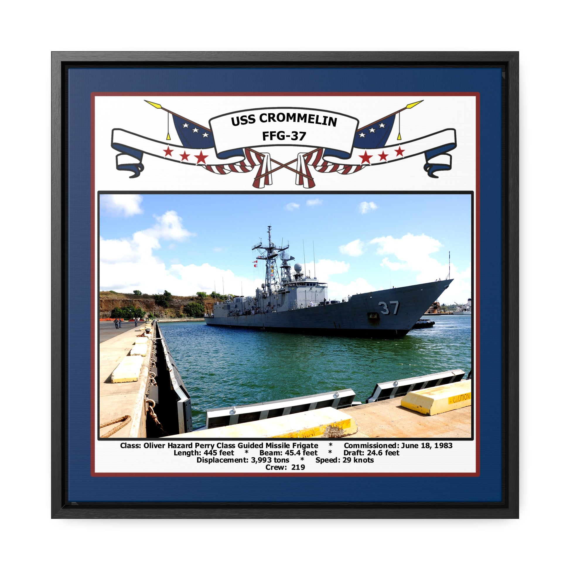 USS Crommelin FFG-37 Navy Floating Frame Photo Front View