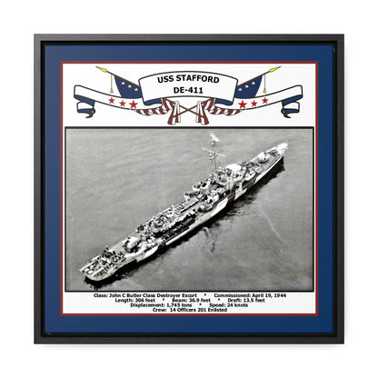 USS Stafford DE-411 Navy Floating Frame Photo Front View