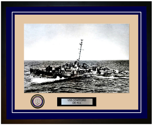 USS Stafford DE-411 Framed Navy Ship Photo Blue
