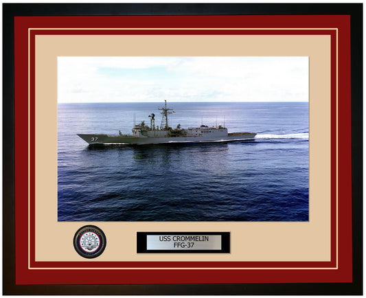 USS CROMMELIN FFG-37 Framed Navy Ship Photo Burgundy
