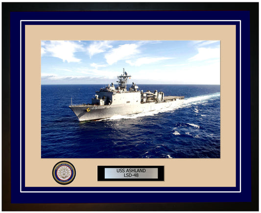 USS Ashland LSD-48 Framed Navy Ship Photo Blue