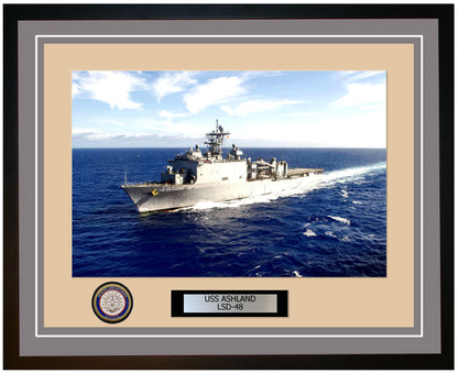 USS Ashland LSD-48 Framed Navy Ship Photo Grey