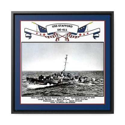 USS Stafford DE-411 Navy Floating Frame Photo Front View
