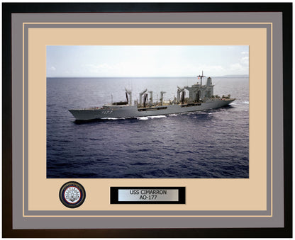 USS CIMARRON AO-177 Framed Navy Ship Photo Grey