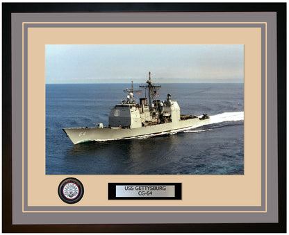 USS GETTYSBURG CG-64 Framed Navy Ship Photo Grey