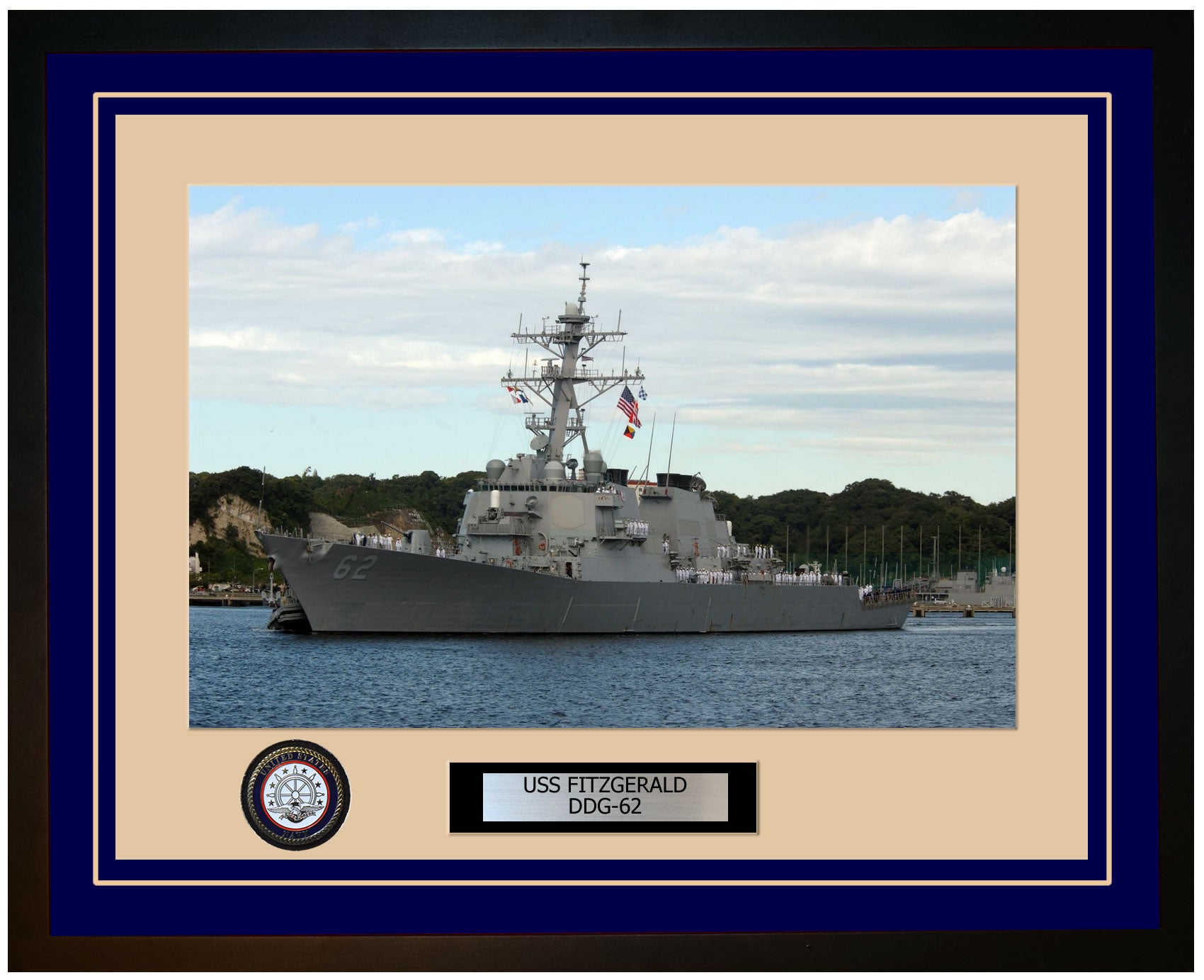 USS FITZGERALD DDG-62 Framed Navy Ship Photo Blue