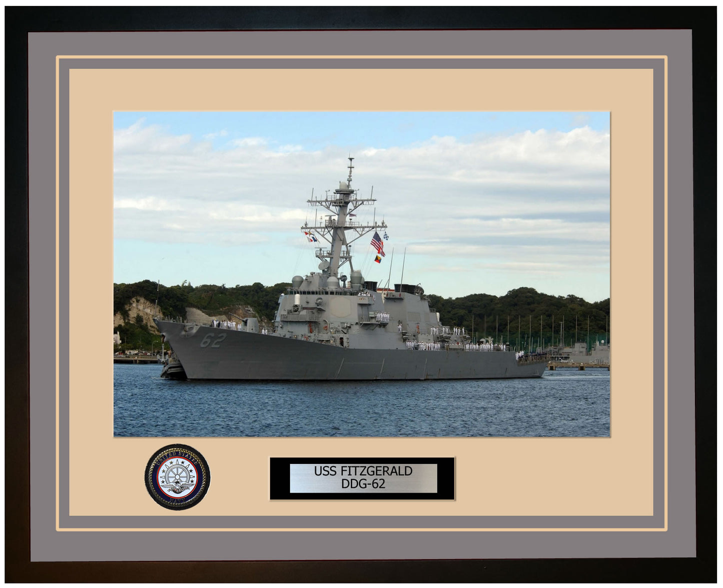 USS FITZGERALD DDG-62 Framed Navy Ship Photo Grey