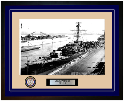 USS Stafford DE-411 Framed Navy Ship Photo Blue