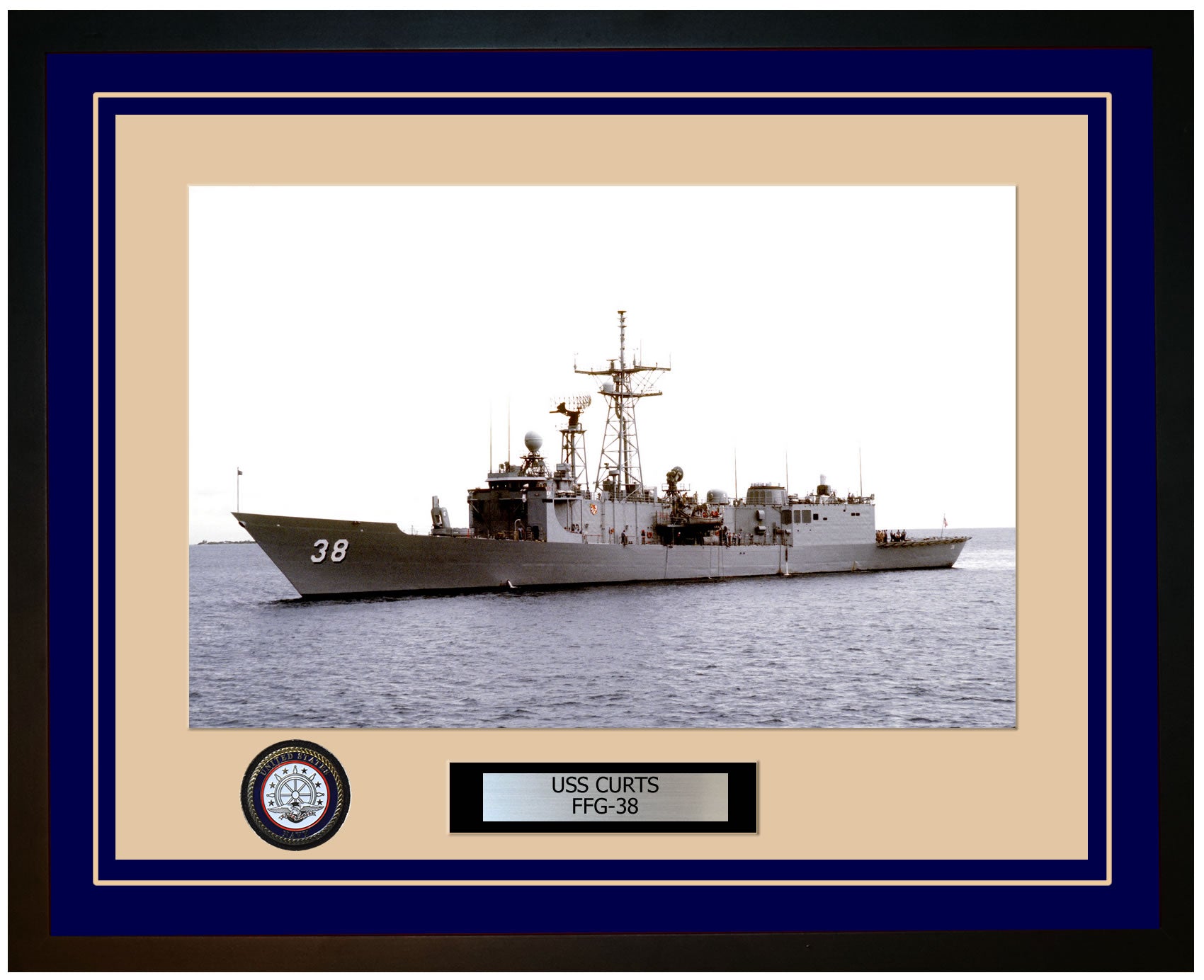 USS CURTS FFG-38 Framed Navy Ship Photo Blue