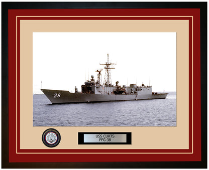 USS CURTS FFG-38 Framed Navy Ship Photo Burgundy