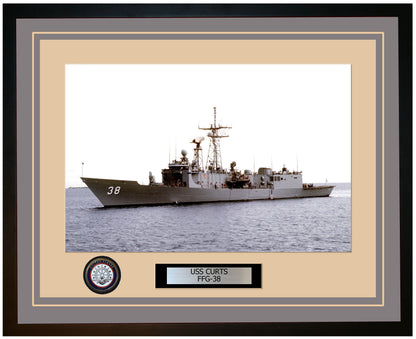 USS CURTS FFG-38 Framed Navy Ship Photo Grey