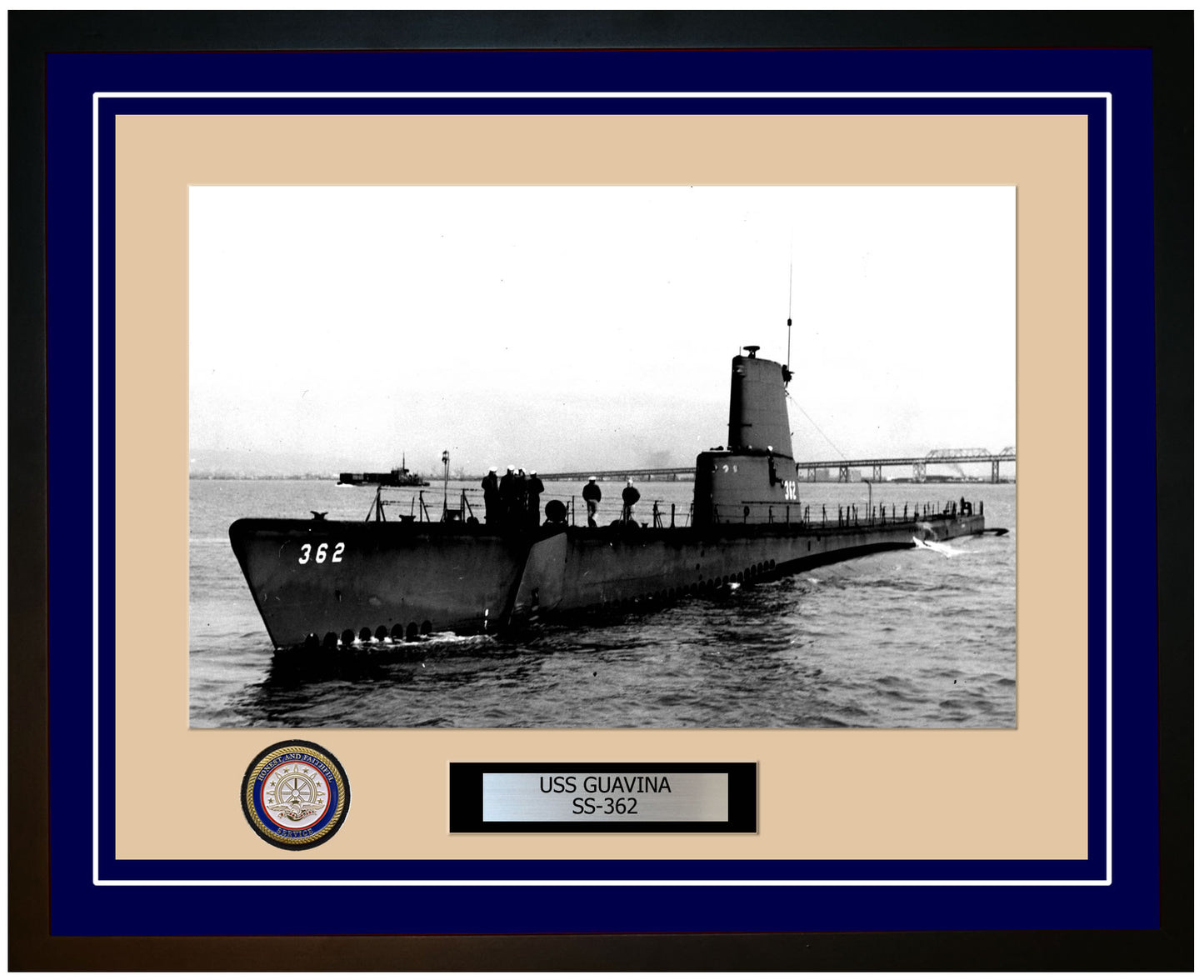 USS Guavina SS-362 Framed Navy Ship Photo Blue