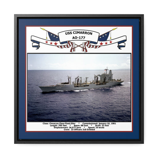 USS Cimarron AO-177 Navy Floating Frame Photo Front View