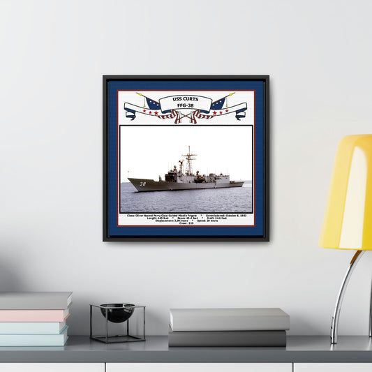 USS Curts FFG-38 Navy Floating Frame Photo Desk View
