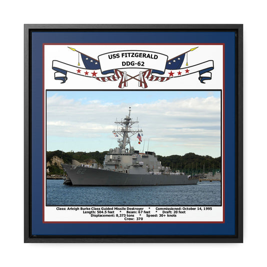 USS Fitzgerald DDG-62 Navy Floating Frame Photo Front View