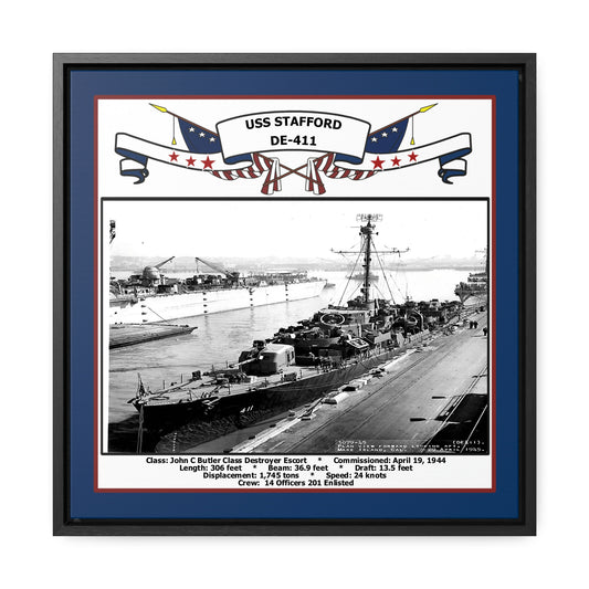 USS Stafford DE-411 Navy Floating Frame Photo Front View