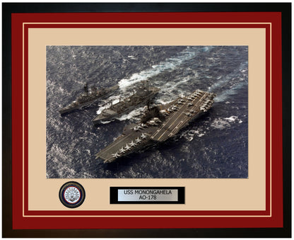 USS MONONGAHELA AO-178 Framed Navy Ship Photo Burgundy