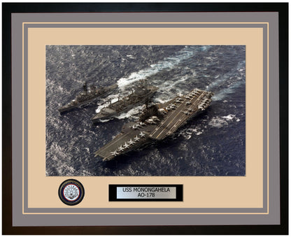 USS MONONGAHELA AO-178 Framed Navy Ship Photo Grey