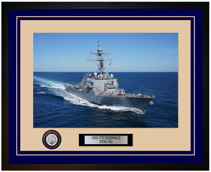 USS FITZGERALD DDG-62 Framed Navy Ship Photo Blue