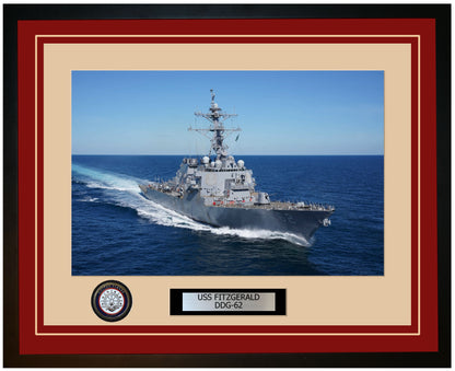 USS FITZGERALD DDG-62 Framed Navy Ship Photo Burgundy