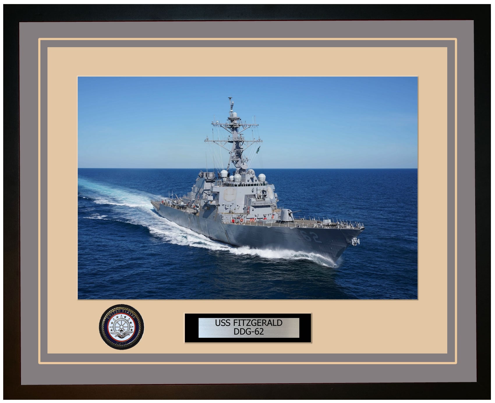 USS FITZGERALD DDG-62 Framed Navy Ship Photo Grey