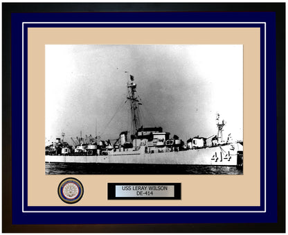 USS Leray Wilson DE-414 Framed Navy Ship Photo Blue