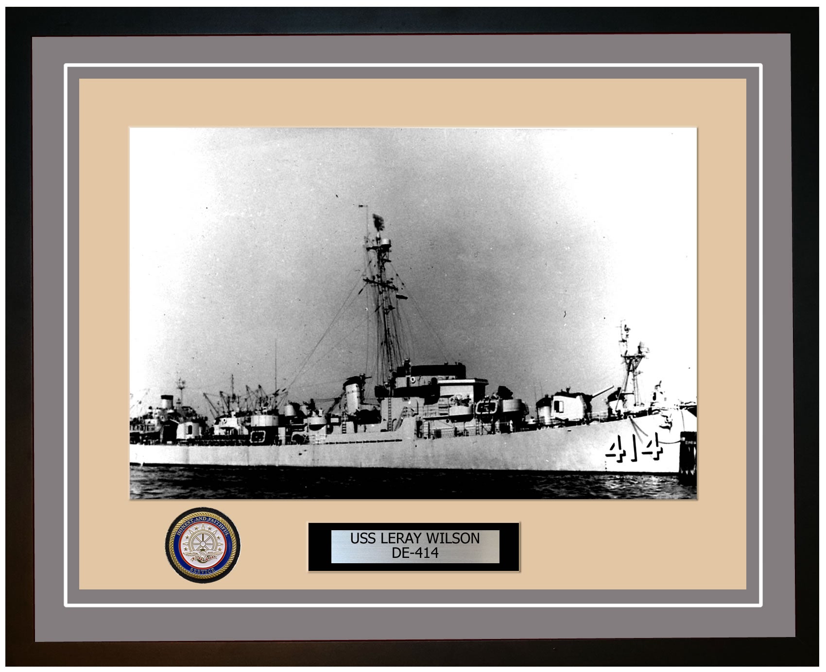 USS Leray Wilson DE-414 Framed Navy Ship Photo Grey
