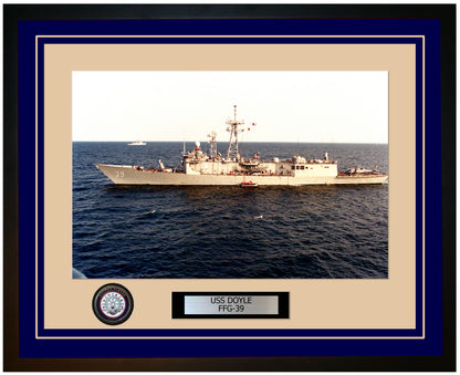 USS DOYLE FFG-39 Framed Navy Ship Photo Blue