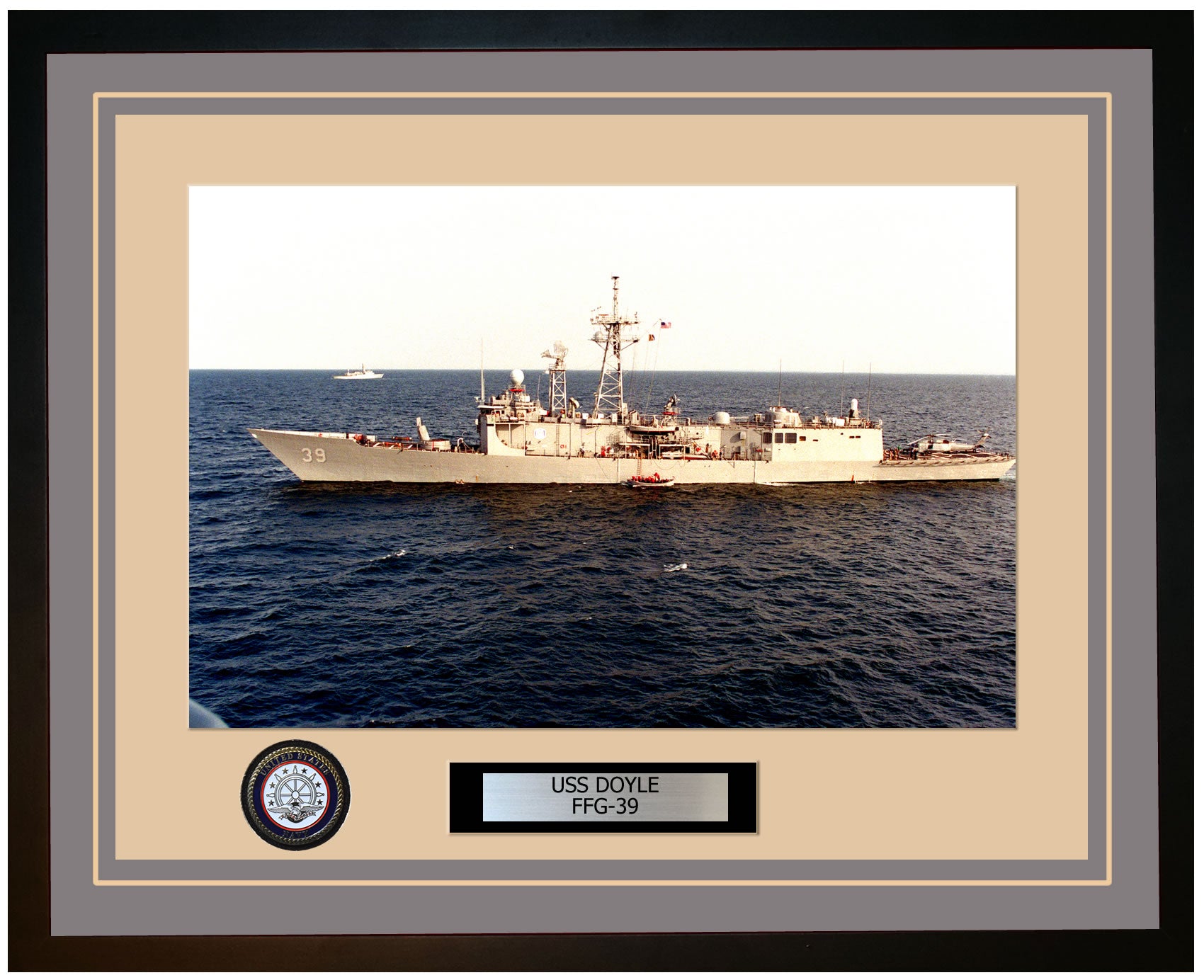 USS DOYLE FFG-39 Framed Navy Ship Photo Grey