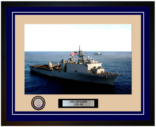 USS Ashland LSD-48 Framed Navy Ship Photo Blue