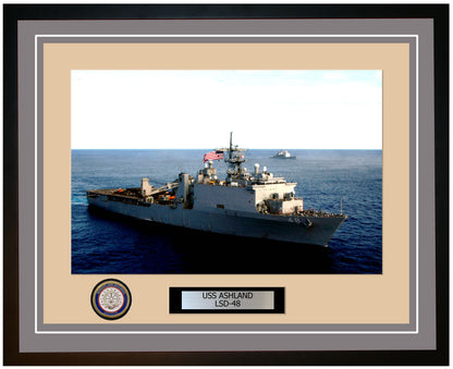 USS Ashland LSD-48 Framed Navy Ship Photo Grey