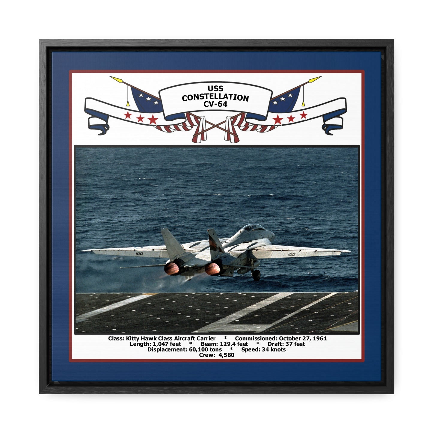 USS Constellation CV-64 Navy Floating Frame Photo Front View