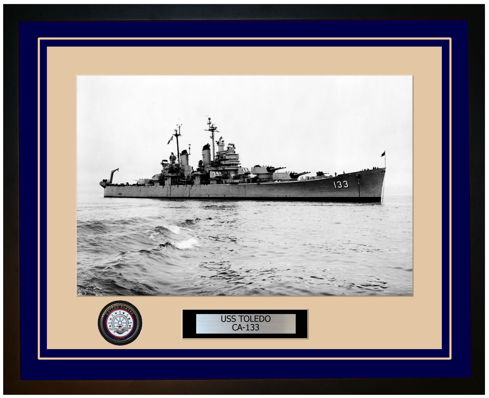 USS TOLEDO CA-133 Framed Navy Ship Photo Blue