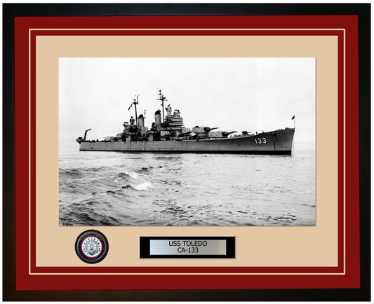 USS TOLEDO CA-133 Framed Navy Ship Photo Burgundy