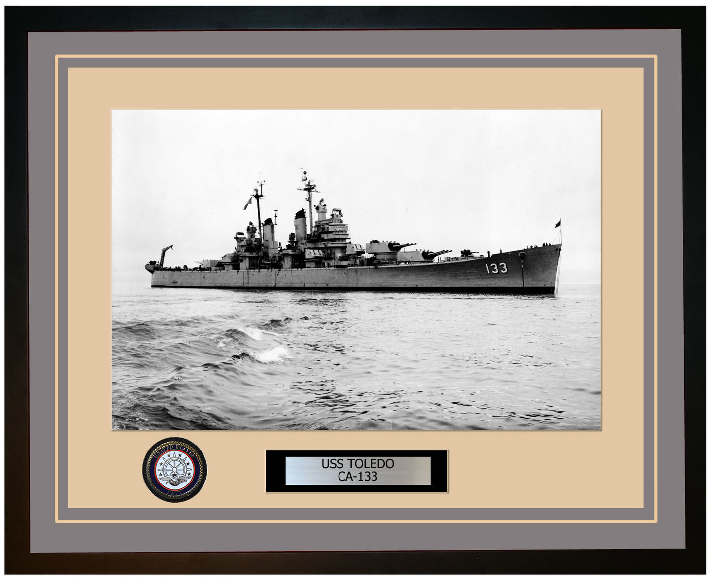 USS TOLEDO CA-133 Framed Navy Ship Photo Grey