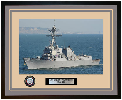 USS WILLIAM P LAWRENCE DDG-110 Framed Navy Ship Photo Grey