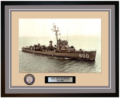 USS Jack W Wilke DE-800 Framed Navy Ship Photo Grey