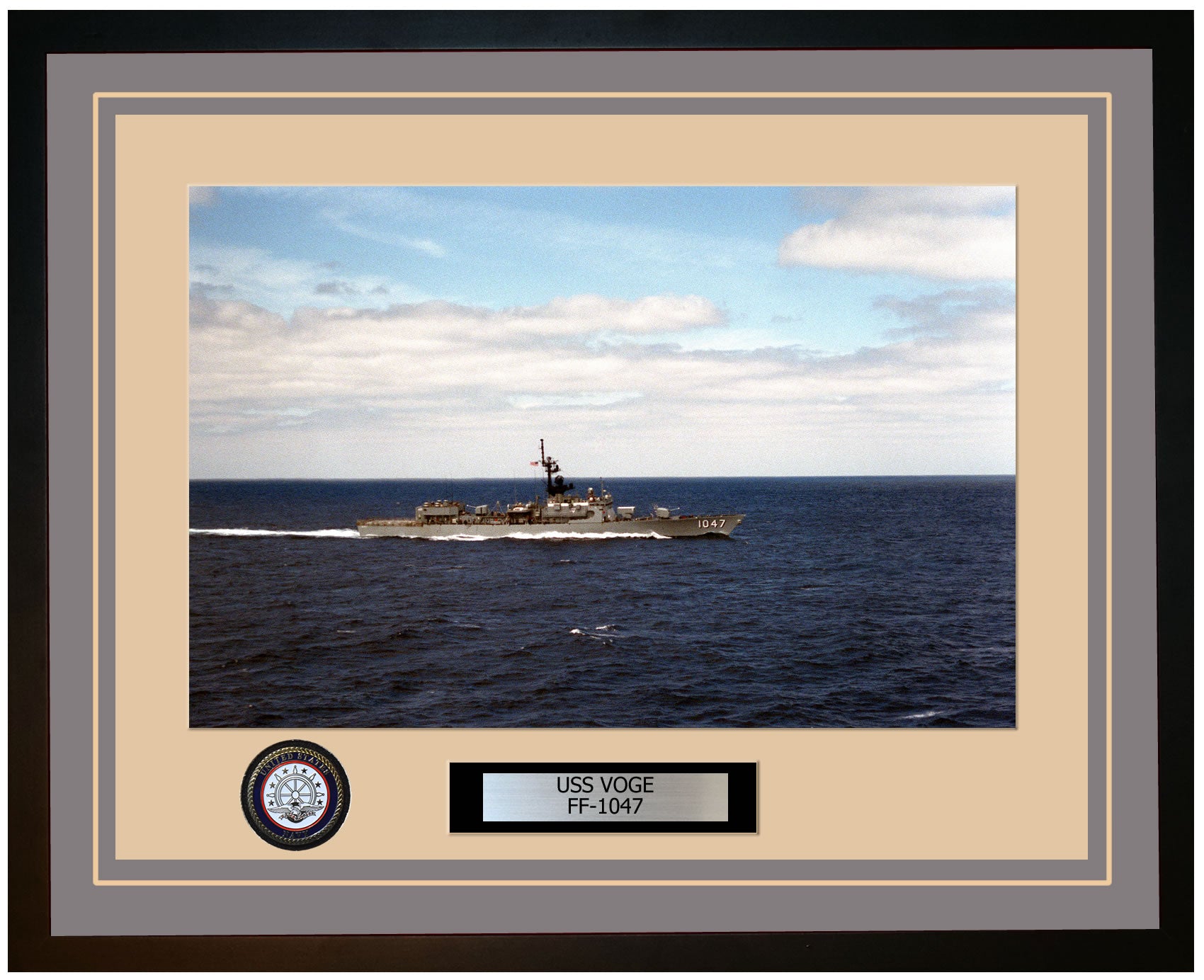 USS VOGE FF-1047 Framed Navy Ship Photo Grey