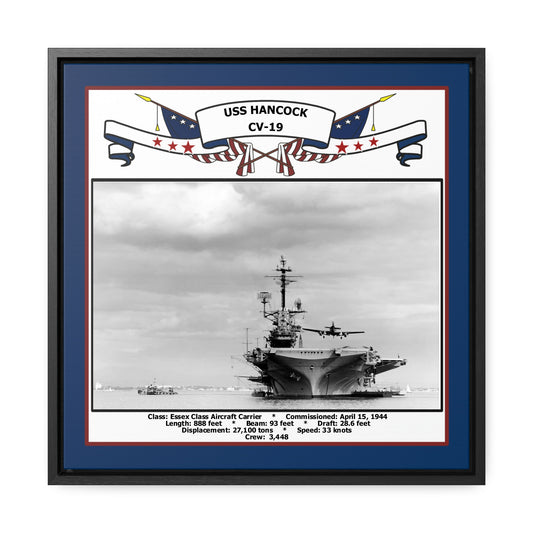 USS Hancock CV-19 Navy Floating Frame Photo Front View