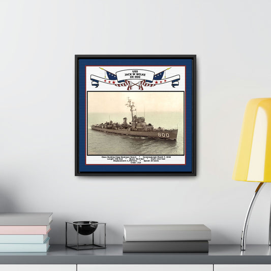 USS Jack W Wilke DE-800 Navy Floating Frame Photo Desk View