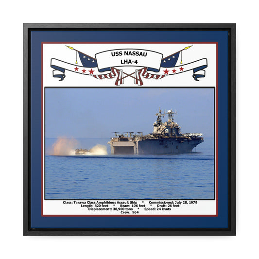 USS Nassau LHA-4 Navy Floating Frame Photo Front View