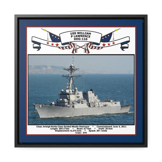 USS William P Lawrence DDG-110 Navy Floating Frame Photo Front View